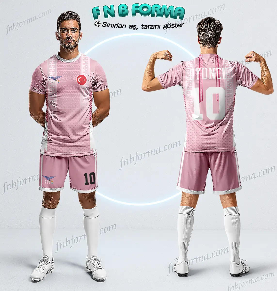 Soft Pink Classic Football Kit - Ön ve Arka Görünüm